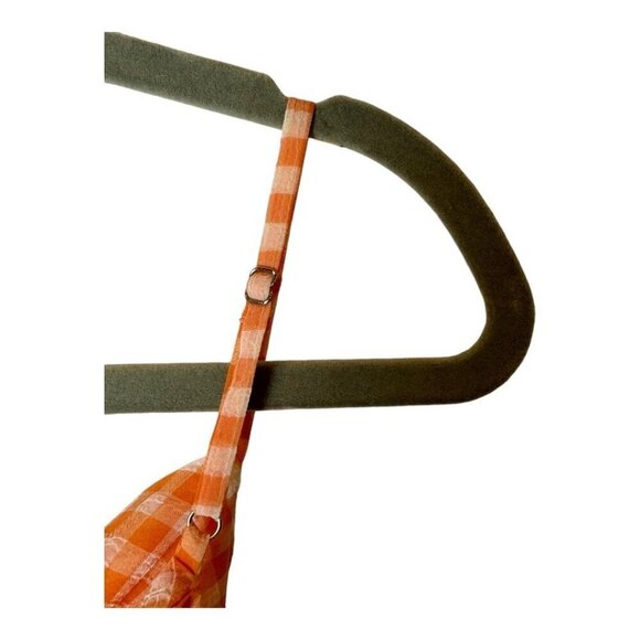 LPA Revolve Dress Women XXS Orange White Gingham Check Cowl Neck Front Slit Midi - Picture 7 of 12